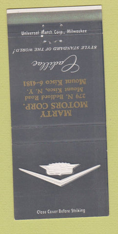 Matchbook Cover - Marty Motors Cadillac Mount Kisco NY 30 Strike