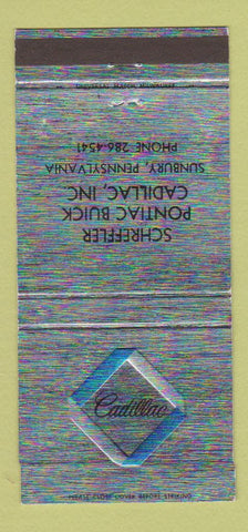 Matchbook Cover - Schrefler Pontiac Buick Cadillac Sunbury PA 30 Strike