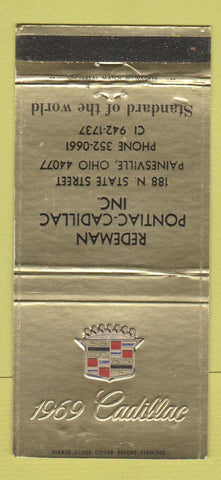 Matchbook Cover - 1969 Cadillac Redeman Pontiac Painesville OH 30 Strike