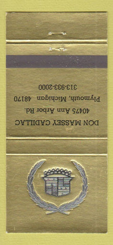 Matchbook Cover - Don Massey Cadillac Plymouth MI 30 Strike
