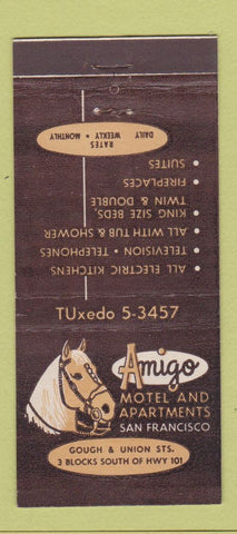 Matchbook Cover - Amigo Motel Apartments San Francisco CA 21 Strike Feature
