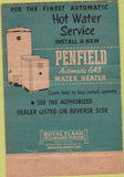 Matchbook Cover - Reading Gas Penfield Water Heaters PA 40 Strike