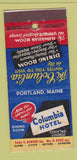 Matchbook Cover - Columbia Hotel Portland ME 30 Stick