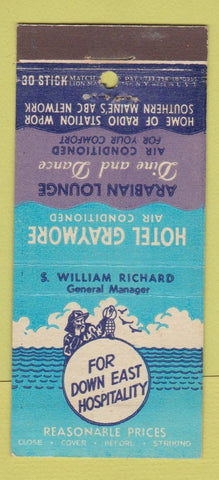 Matchbook Cover - Hotel Graymore Portland ME WPOR Radio 30 Stick