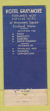 Matchbook Cover - Hotel Graymore Portland ME WPOR Radio 30 Stick