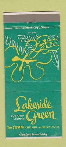 Matchbook Cover - Lakeside Green Stevens Hotel Chicago IL 30 Strike