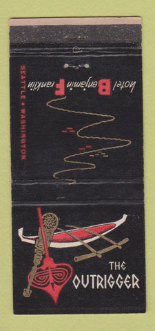 Matchbook Cover - Hotel Benjamin Franklin Seattle WA Outrigger 21 Strike Feature