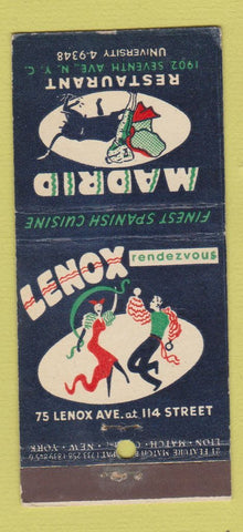Matchbook Cover - Madrid Restaurant New York City 21 Strike Feature