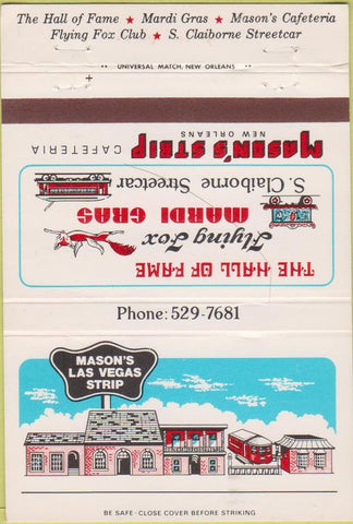 Matchbook Cover - Mason's Las Vegas Strip NV New Orelans 40 Strike