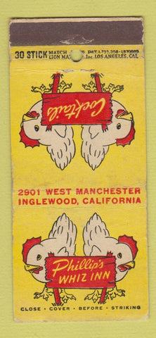 Matchbook Cover - Phillip's Whiz Inn Englewood CA WEAR 30 Stick
