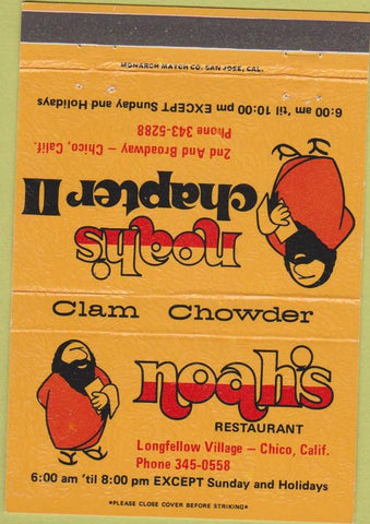 Matchbook Cover - Noah????s Chapter II Chico CA 40 Strike