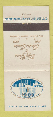 Matchbook Cover - Detroit MI Edison Electric 1953 30 Stick