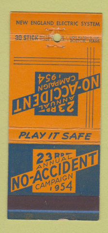 Matchbook Cover - New England Electric System Safety 1954 WEAR 30 Stick