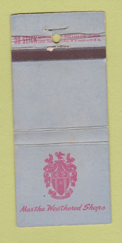 Matchbook Cover - Martha Weathered Shops Chicago Evanston IL WEAR 30 Stick