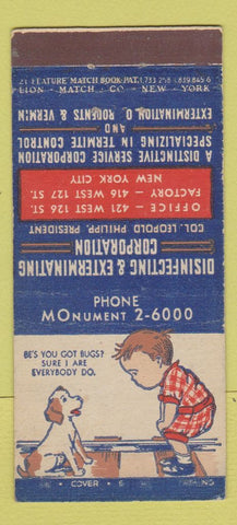 Matchbook Cover - Disinfecting Extermination New York City 21 Strike Feature