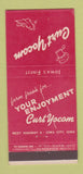 Matchbook Cover - Curt Yocom Restaurant Iowa City IA 21 Strike Feature