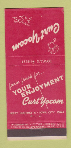 Matchbook Cover - Curt Yocom Restaurant Iowa City IA 21 Strike Feature
