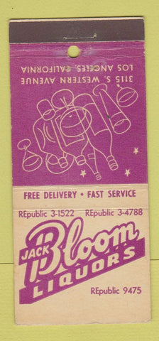 Matchbook Cover - Jack Bloom Liquors Los Angeles CA 21 Strike Feature