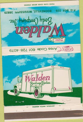 Matchbook Cover - Walden Body Co Booneville Msb beverage truck 40 Strike