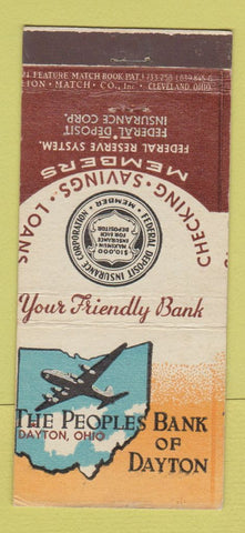 Matchbook Cover - Peoples Bank of Dayton OH MISCUT 21 Strike Feature