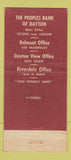 Matchbook Cover - Peoples Bank of Dayton OH MISCUT 21 Strike Feature