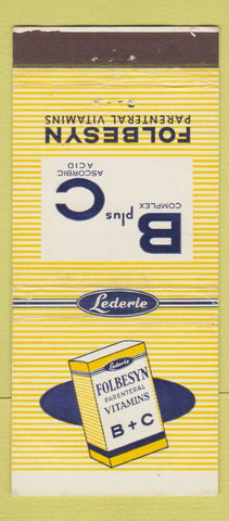 Matchbook Cover - Folbesyn Parenteral Vitamins Lederle WEAR 21 Strike Feature