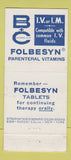 Matchbook Cover - Folbesyn Parenteral Vitamins Lederle WEAR 21 Strike Feature