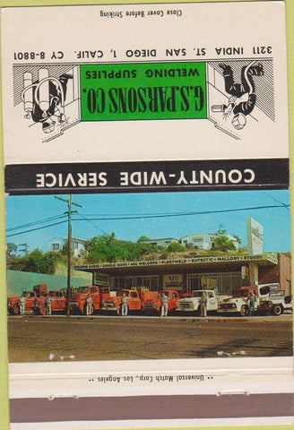 Matchbook Cover - Parsons Welding Supply San Diego CA 40 Strike