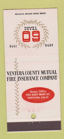 Matchbook Cover - Ventura County Insurance CA 1958 21 Strike Feature