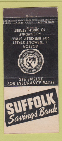 Matchbook Cover - Suffolk Savings Bank Boston MA 21 Strike Feature
