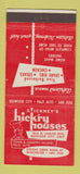 Matchbook Cover - Stickney's Hick'ry Houses Redwood City CA 21 Strike Feature