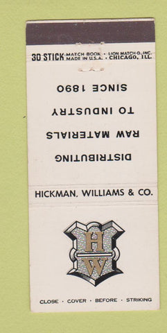 Matchbook Cover - Hickman Williams Raw Materials 30 Stick