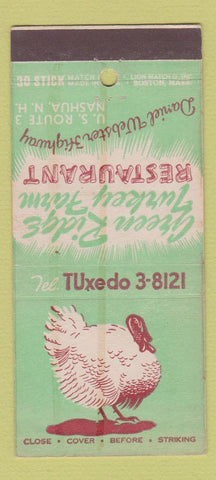 Matchbook Cover - Green Ridge Turkey Farm Nashua NH WORN 30 Stick