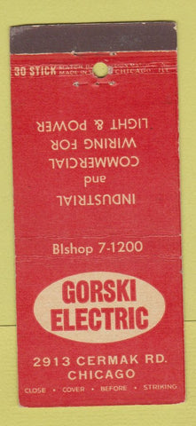 Matchbook Cover - Gorski Electric Chicago IL 30 Stick
