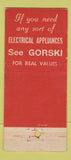 Matchbook Cover - Gorski Electric Chicago IL 30 Stick
