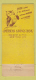 Matchbook Cover - American Savings Bank New York City WEAR 30 Stick