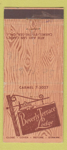 Matchbook Cover - Beverly Terrace Lodge Carmel CA WORN 30 Stick