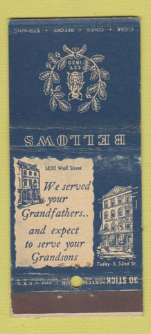 Matchbook Cover - Bellows New York City Wines Liquor WEAR 30 Stick