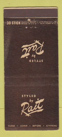 Matchbook Cover - Rait Clothes New York City WEAR 30 Stick