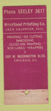 Matchbook Cover - Overland Printing Company Chicago IL 30 Stick