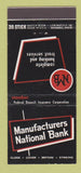 Matchbook Cover - Manufacturers National Bank Detroit MI 30 Stick