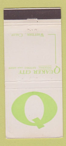 Matchbook Cover - Quaker City Federal Savings Whittier CA 30 Stick