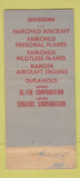 Matchbook Cover - Fairchild Engine Airplane Corp New York City  30 Stick
