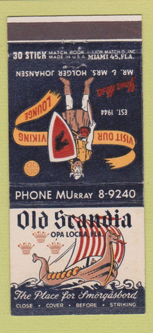Matchbook Cover - Old Scandia Opa Locka FL Swedish 30 Stick