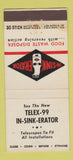 Matchbook Cover - In Sink Food Disposal Racine WI  30 Stick