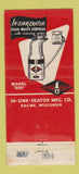 Matchbook Cover - In Sink Food Disposal Racine WI  30 Stick