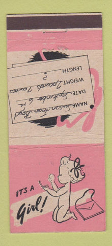 Matchbook Cover - It's A Girl Susan Jean Boyd 30 Strike
