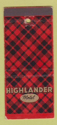 Matchbook Cover - Highlander Motel Williams AZ WEAR 30 Stick