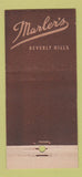 Matchbook Cover - Marler's Bevelry Hills CA 30 Stick