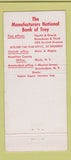 Matchbook Cover - Manufacturers National Bank Troy NY 30 Stick